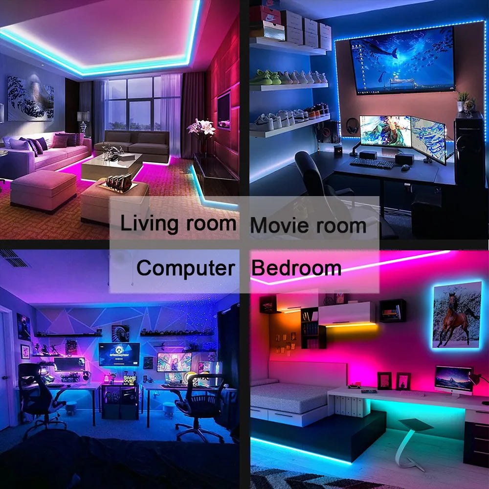 "Enhance Your Space: Bluetooth-Enabled USB LED Strip with 5050 SMD RGB Lights for TV, Desktop, and More!"