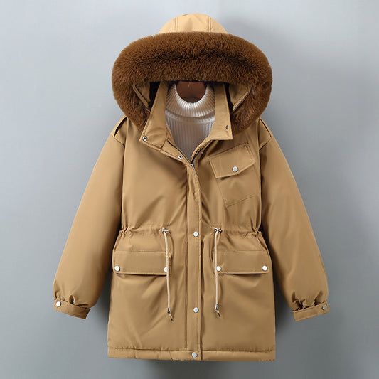 "Chic and Cozy: Women's Insulated Mid-length Down Cotton Winter Jacket"