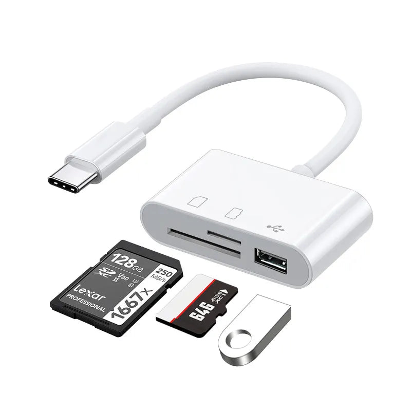 "Elough USB-C Memory Card Reader: TF, CF, SD Adapter for MacBook, Huawei, Samsung, Xiaomi – OTG Writer with Compact Flash Support"